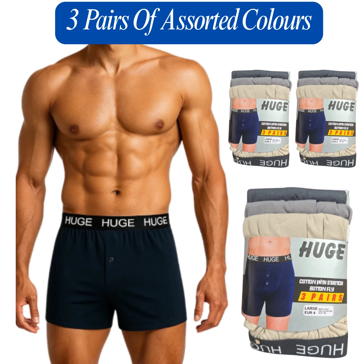 3 Pack Cotton Boxers