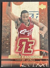 2003-04 Upper Deck Exclusives LeBron James #J1 Star Rookie Jersey Patch Card. rookie card picture