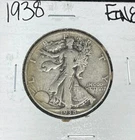 1938 WALKING LIBERTY SILVER HALF DOLLAR  ~ FINE  ~ NICE COIN ~ 90% SILVER