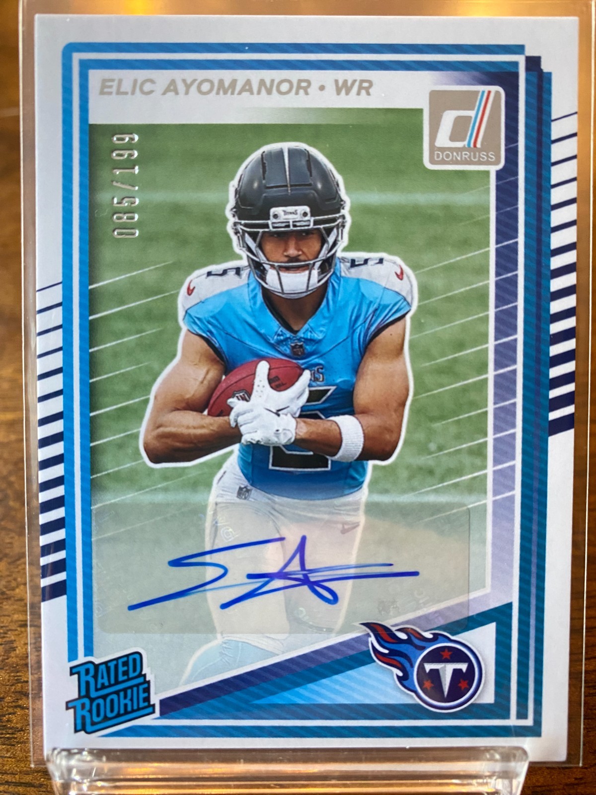 2025 Panini Donruss WR Elic Ayomanor AUTO Rated ROOKIE /199 Titans