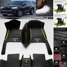 For Toyota Highlander Car Floor Mats Carpet Waterproof Luxury Custom  
