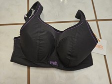 Panache 7341 Non-Wired Sports Bra 32E  Black/Purple NWT