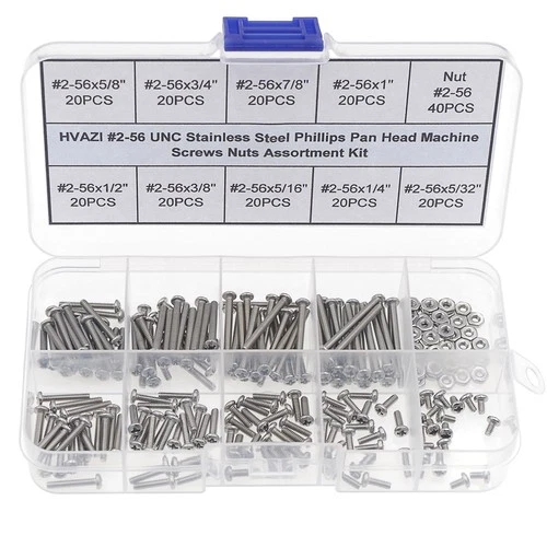 2-56 Unc Stainless Steel Phillips Pan Head Machine Screws Nuts Assortment Kit (2 - Picture 1 of 7
