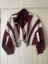 Crop Jacket From Shein Size 2Xl BurgunDy And White