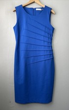 Calvin Klein Starburst Sheath Dress Size 8 Cobalt Blue Ponte Knit Office Siren
