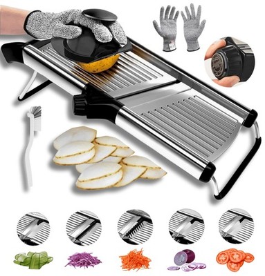 Adjustable Mandoline Slicer for Kitchen  French Fry Cutter, Potato Slicer Veg...