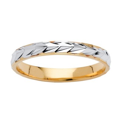 PalmBeach Yellow Gold-plated Two Tone Textured Wedding Band Ring (3mm) Sizes ...