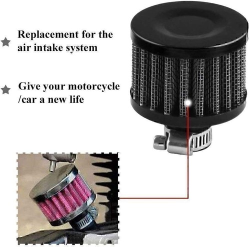 2x Se adapta a filtro de admisión de aire frío de 12 mm turbo ventilación cárter coche respirador válvula cala! - Imagen 9 de 16