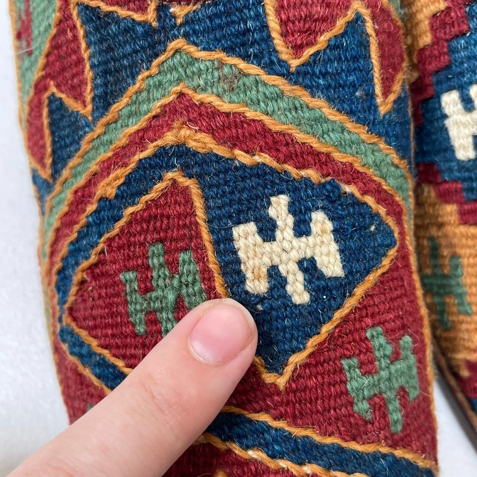 Vintage Turkish Kilim Aztec Pattern Clogs Mules 7 100% Wool Tapestry Boho - Image 4 of 4