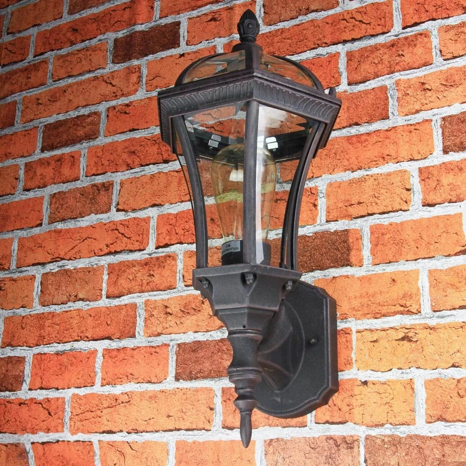 Rustikale Außenleuchte Braun antik IP44 Glas Aluminium E27 Wand Lampe Haus Hof - Bild 3 von 4