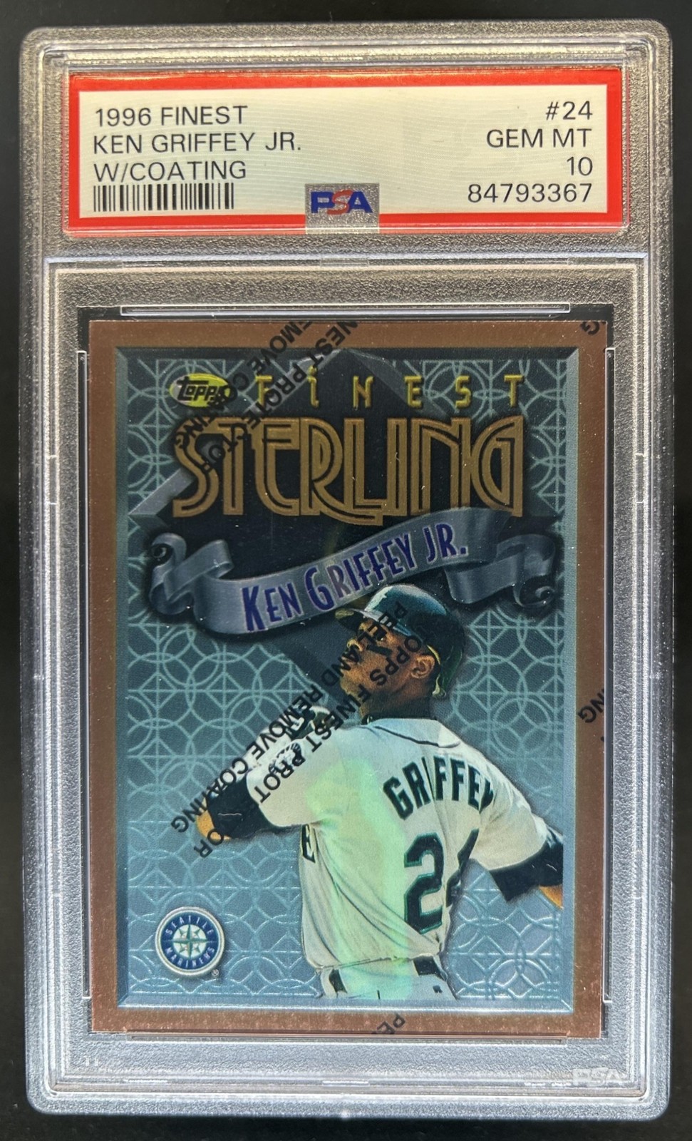 1996 Topps Finest Ken Griffey Jr. With Coating #24 Mariners PSA 10 GEM MINT