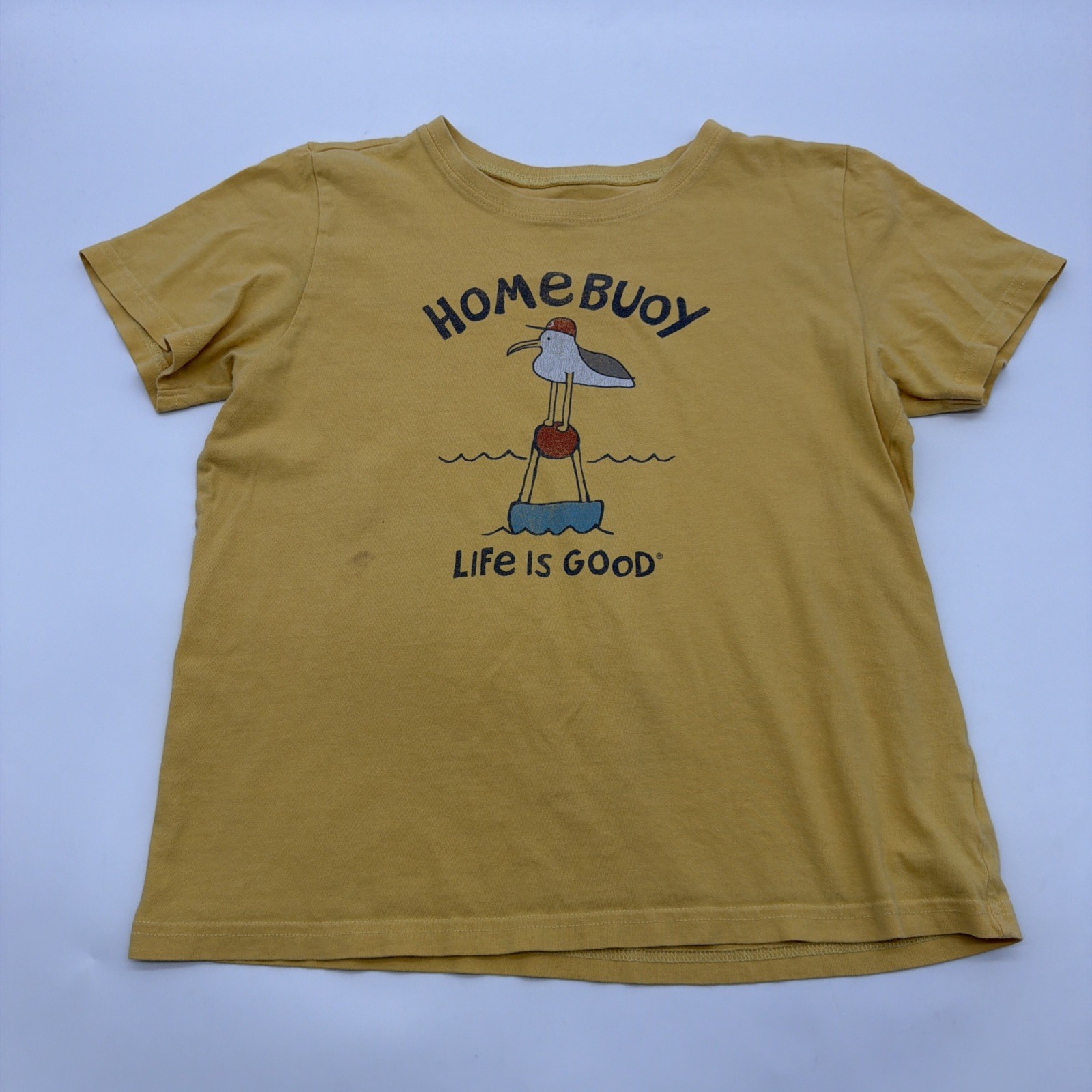 Life Is Good Crusher Tee T-shirt Boys XL Yellow Graphic Print 100% Cotton.40601