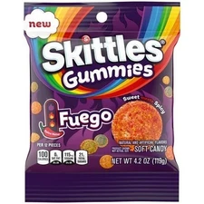 Skittles Gummies FUEGO Sweet & Spicy Soft Candy 4.2 Oz Bag Chili Lime Coated
