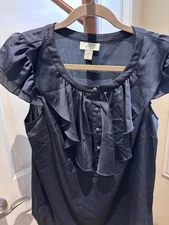 Loft Women's Sleeveless Blouse Size M In Navy Blue Excellent Condition