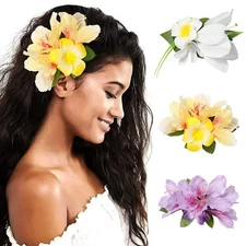HAIMEIKANG Hair Clip, 3 Pieces Hawaiian Flower Hair Pins - Artificial Tropica...