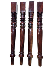 Set of 4 beautifully turned heavy reclaimed salvage antique mahogany table legs