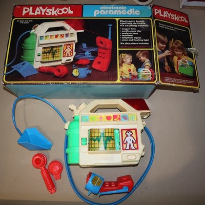 VINTAGE 1980 s PLAYSKOOL ELECTRONIC PARAMEDIC TOY SET- W/Box; Used & Untested EX