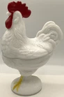 Vintage Westmoreland Milk Glass Standing Rooster Candy Dish Painted Comb & Feet