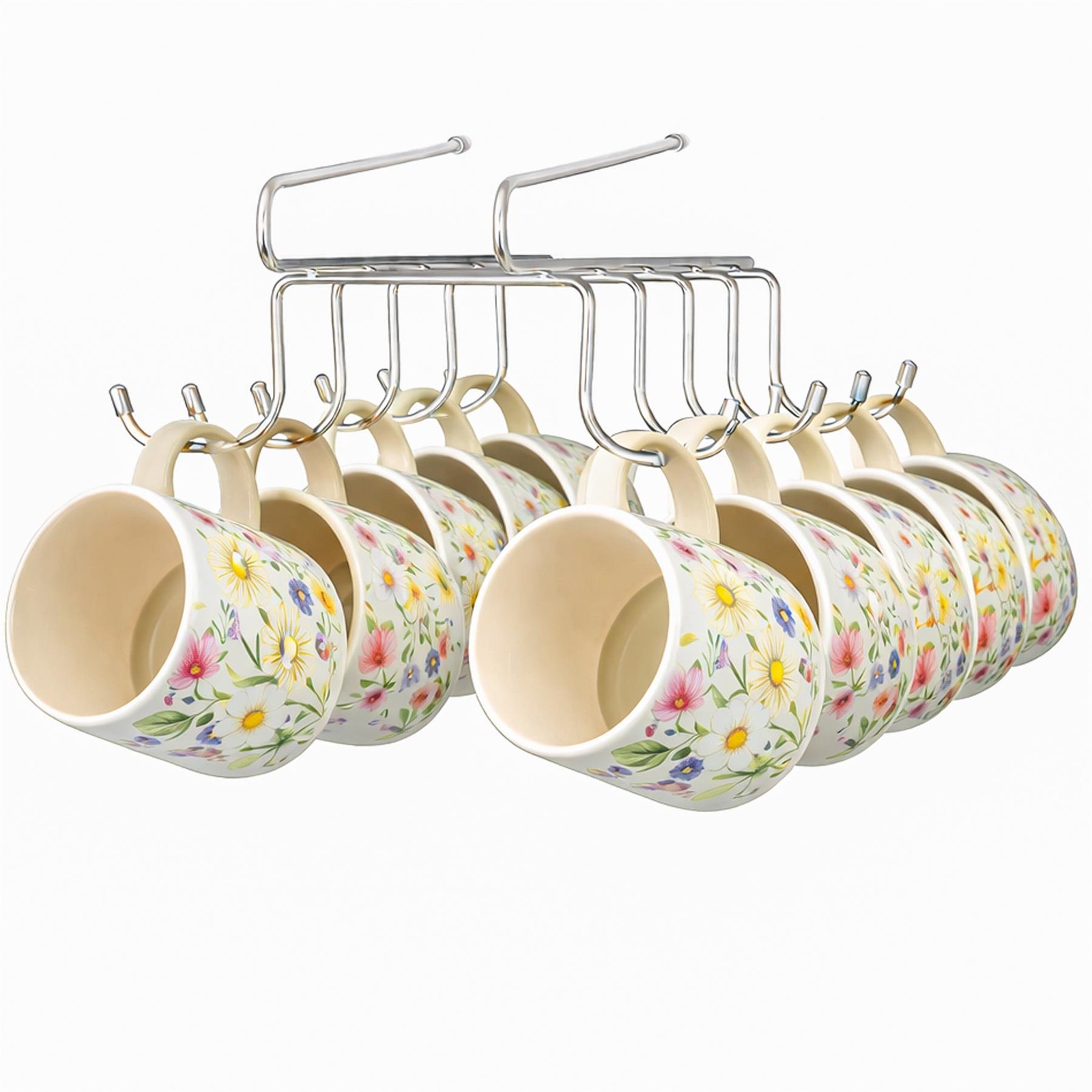 Mug Cup Holder Under Cabinet Chrome 10 Capacity Mug Holder