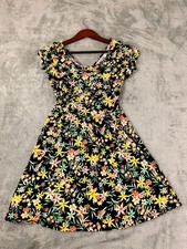 Decree M Floral Cutout Back Dress Midi Length Stretch Summer Casual