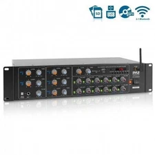 Pyle PT12050CH 12-Channel Wireless Bluetooth Amplifier, Rack Mount, 6000 Watt
