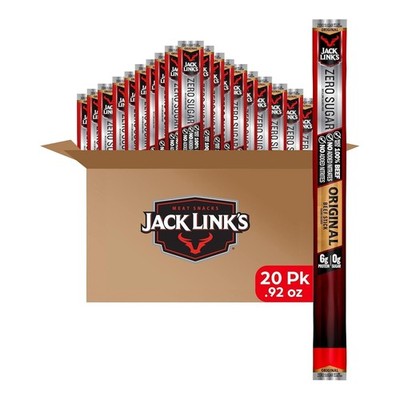 Jack Link's Original Zero Sugar Beef Sticks - (20 Pack) 0.92 oz Meat Sticks - Re