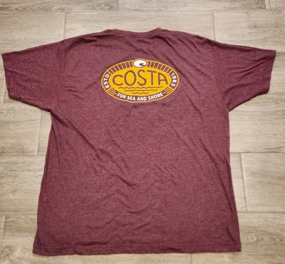 Costa Del Mar Men's 2XL Maroon Short Sleeve Graphic Crew Neck T-Shirt
