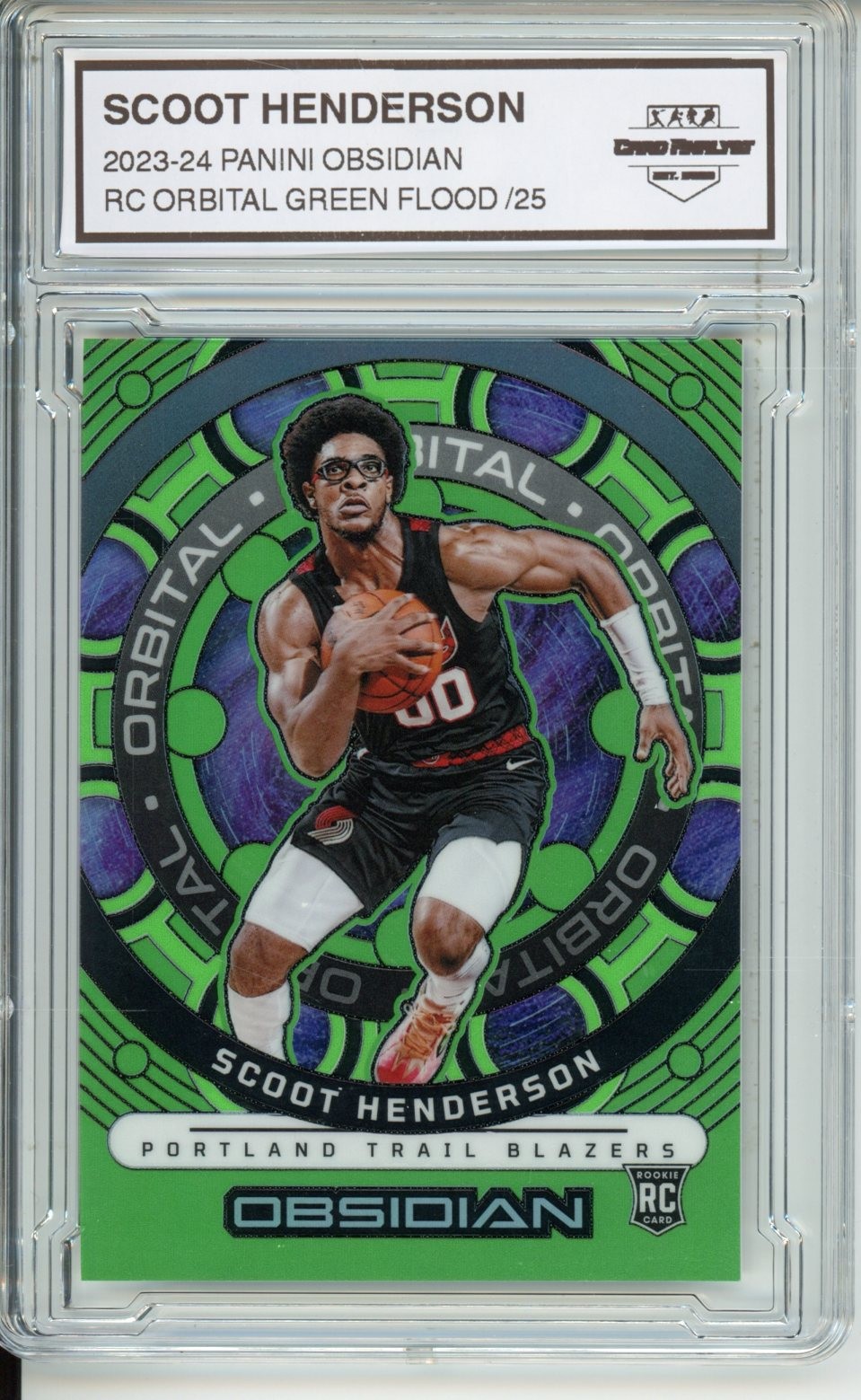 2023-24 PANINI OBSIDIAN #3 SCOOT HENDERSON ORBITAL GREEN FLOOD ETCH /25