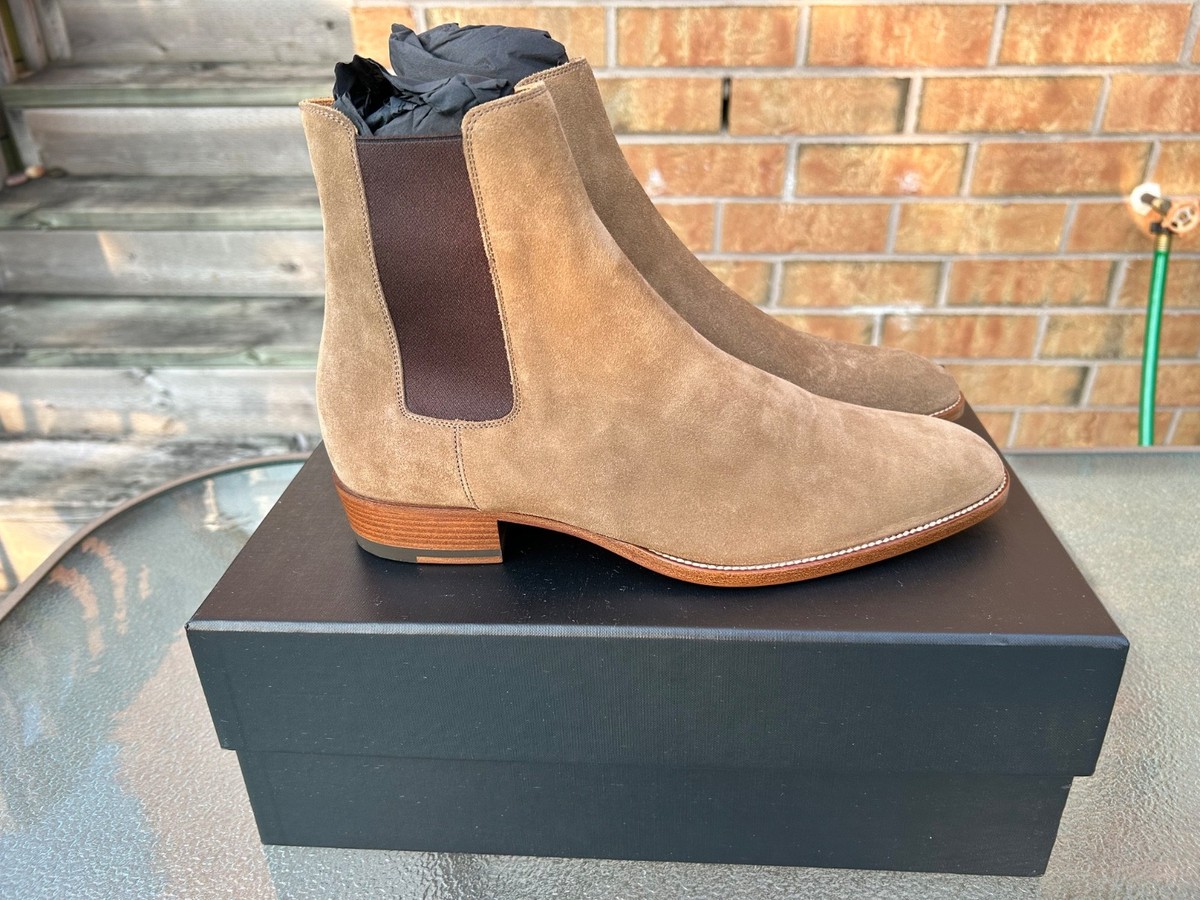 BNWB SAINT LAURENT Wyatt 30 Sigaro Suede Chelsea Boots Hedi