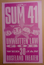 Sum 41 Poster 2002 Original Concert Show Flyer w/ Unwritten Law and GOB