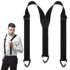 Hidden Suspenders for Men, 1.5" Y-Back Belt Loop Suspender with 3 Snap Clips