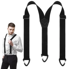 Hidden Suspenders for Men, 1.5" Y-Back Belt Loop Suspender with 3 Snap Clips