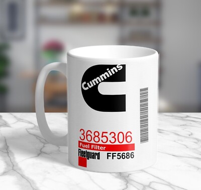 CAT Oil Filter or Cummins Fuel Filter Ceramic Coffee Mug: 11oz/15oz Clean/Dirty