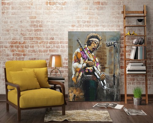Jimi Hendrix Painting, 40" by 32" Metal Canvas Fine Art Home Décor Figurine Sale - Picture 7 of 10