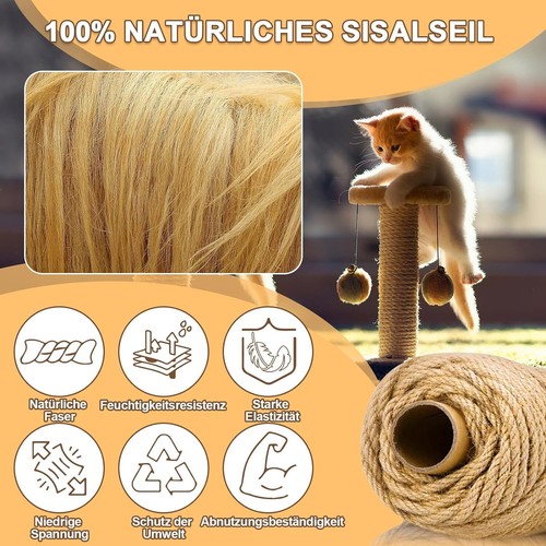 Sisalseil Sisal Seil Kratzbaum 8mm Schnur UNBEHANDELT Juteseil 100M Kratzbäume - Bild 3 von 19