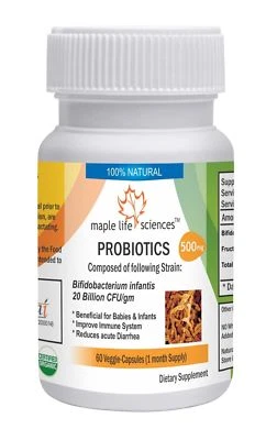 MAPLE LIFESCIENCES Probiotic blend of Bifidobacterium infantis 20 Billion CFU/GRAM Capsules 12