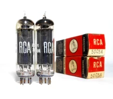 Matched NOS PAIR RCA 50C5A Black Plate Power Output Tubes AA5 NIB