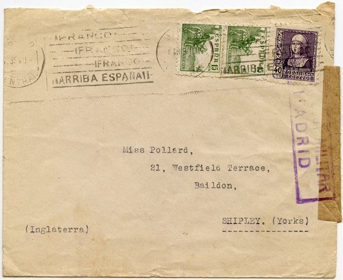 SPAIN CENSORED MAIL WW2 COVERS AIRMAILS FRANKINGS REGISTERED etc.EACH ONE PRICED - Picture 14 of 21