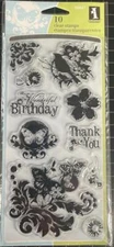 New Inkadinkado Rubber Stamp  BIRD BUTTERFLY THANKS BIRTHDAY 