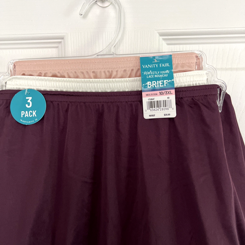 NEW Vanity Fair 3 Pairs Perfectly Yours Lace Nouveau Brief 10/3XL Multi-Color - Picture 2 of 3
