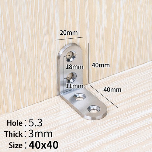 Stainless Steel Corner Angle Bracket Heavy Duty L Shape Corner Braces 3mm Thick - Picture 8 of 14