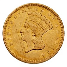 1856 Gold Indisch Prinzessin IN Xf-Au Zustand Atemberaubend Fr&uuml;he US Schr&auml;ge 5