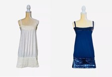Vertigo Paris Women Sequined Tunic, Top Shirt Short Dress Blue Ivory $120 SALE