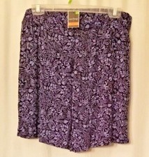 Women's Shorts Blue Floral Elastic Drawstring Comfort  Fashion NEW Tags S/M