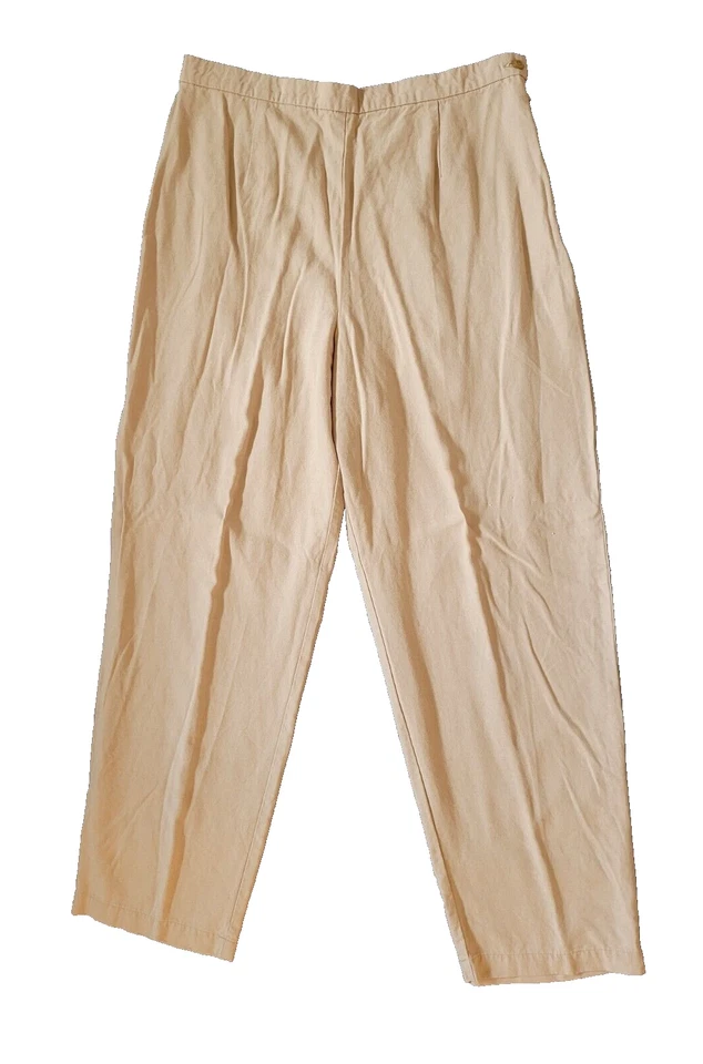 Size 18 Talbots Rayon Linen Blend Khaki Tan Button Front Jacket & Pants 2pc Set - Image 4 of 4