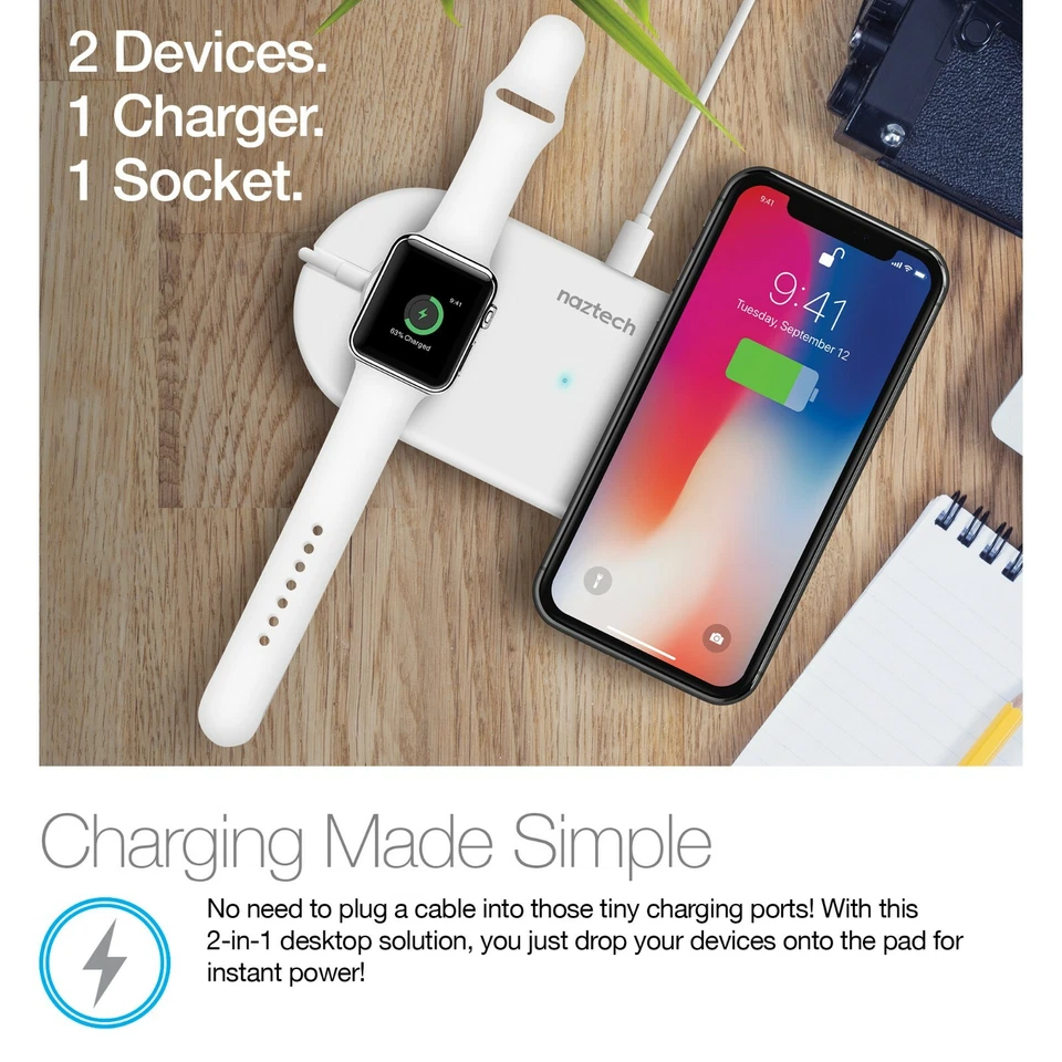 Power Pad Duo - Wireless Fast Charger - White - Image 2 of 4