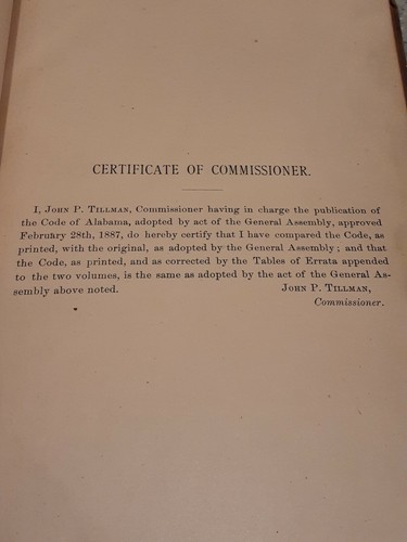 ULTRA RARE 1887 CODE of ALABAMA Vol. II STRAFVERFAHREN Strafrecht RECHTSBUCH - Bild 9 von 12