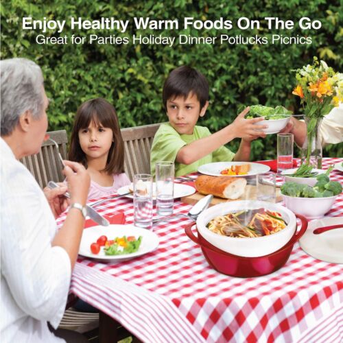 Large Insulated Casserole Dish with Lid 3.6 qt. Elegant Hot Pot Food Warmer/Cool - Picture 4 of 9