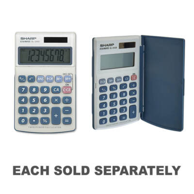 Sharp 8 Digit Dual Power Calculator Compact Design Comfortable Rubber Keys