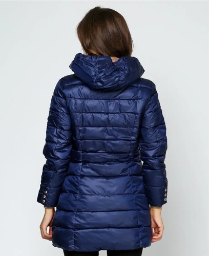 Chaqueta acolchada acolchada acolchada acolchada para mujer Chaqueta cálida de invierno Abrigo largo azul marino - Imagen 3 de 7